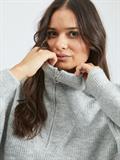 VILEAH ZIPPER L/S KNIT TUNIC light grey melange
