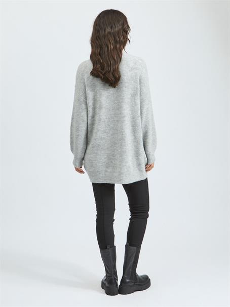 VILEAH ZIPPER L/S KNIT TUNIC light grey melange