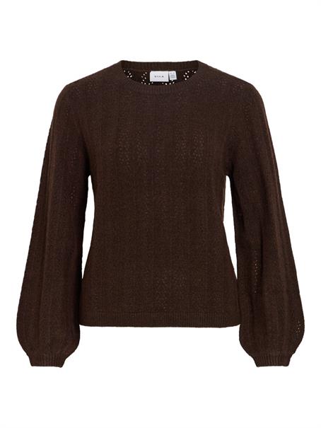 VILIGA POINTELLE L/S O-NECK TOP -NOOS coffee bean