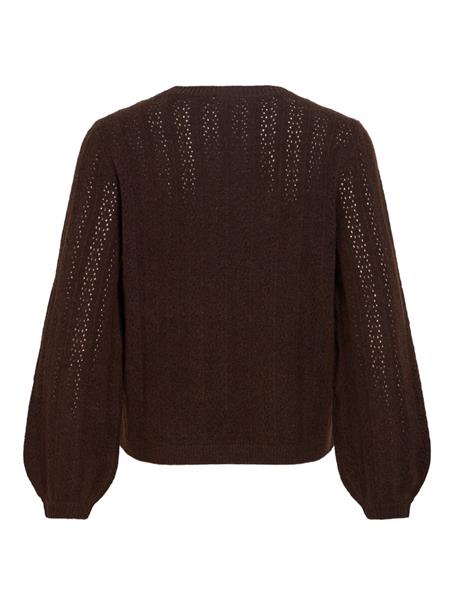 VILIGA POINTELLE L/S O-NECK TOP -NOOS coffee bean