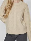 VILOU O-NECK L/S CABLE KNIT TOP - NOOS feather gray