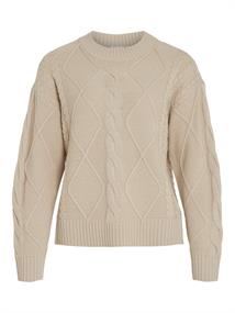 VILOU O-NECK L/S CABLE KNIT TOP - NOOS feather gray