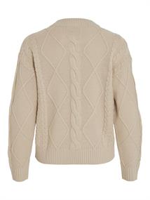 VILOU O-NECK L/S CABLE KNIT TOP - NOOS feather gray