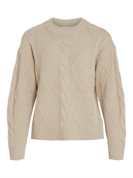 VILOU O-NECK L/S CABLE KNIT TOP - NOOS feather gray