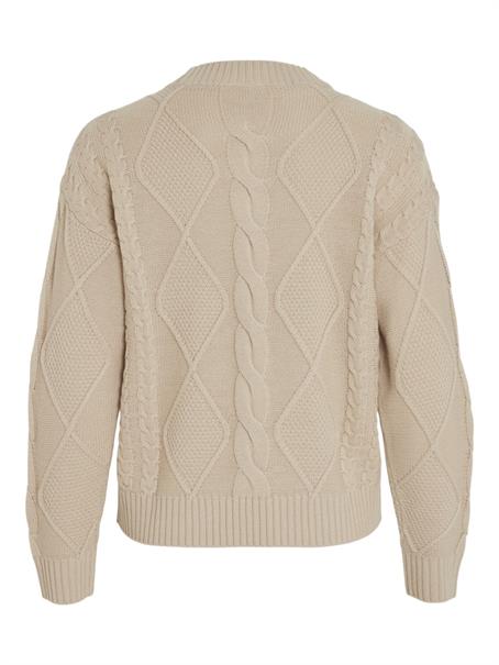 VILOU O-NECK L/S CABLE KNIT TOP - NOOS feather gray