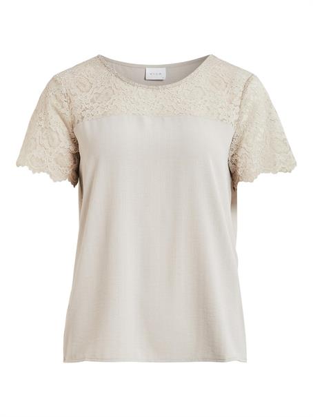 VILOVIE S/S LACE TOP/SU - FAV dove