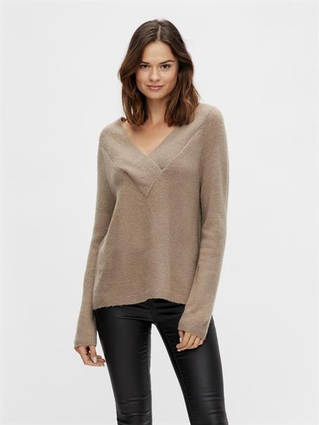 VIMADELIA V-NECK L/S KNIT TOP - NOOS fungi