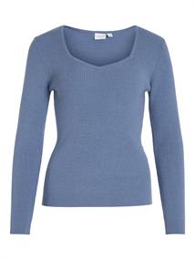 VIMAXINIA L/S SQUARE-NECK KNIT TOP coronet blue