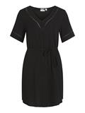 VIMESA DETAIL V-NECK S/S DRESS - NOOS black