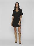VIMESA DETAIL V-NECK S/S DRESS - NOOS black
