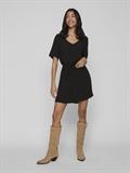 VIMESA DETAIL V-NECK S/S DRESS - NOOS black
