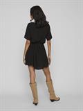 VIMESA DETAIL V-NECK S/S DRESS - NOOS black