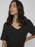 VIMESA DETAIL V-NECK S/S DRESS - NOOS black