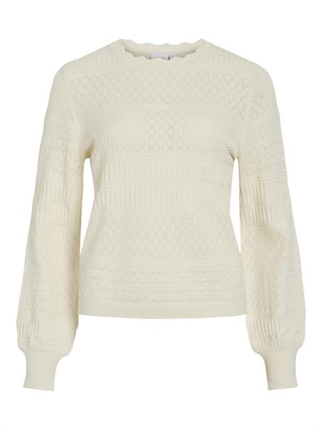 VIMILOS L/S O-NECK POINTELLE TOP - NOOS whisper white