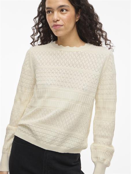 VIMILOS L/S O-NECK POINTELLE TOP - NOOS whisper white