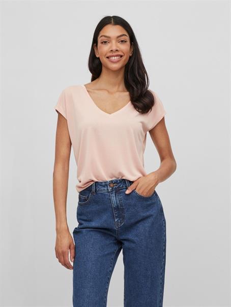 VIMODALA V-NECK S/S TOP - NOOS misty rose