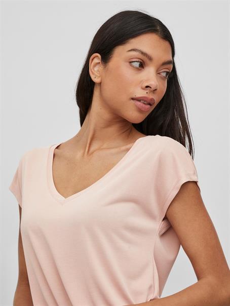 VIMODALA V-NECK S/S TOP/SU - NOOS misty rose