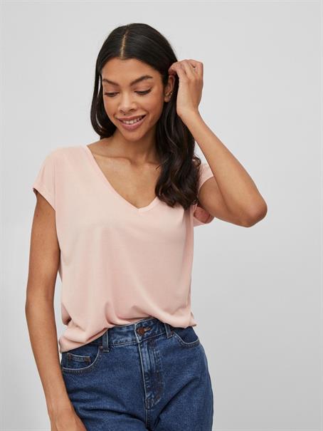 VIMODALA V-NECK S/S TOP/SU - NOOS misty rose