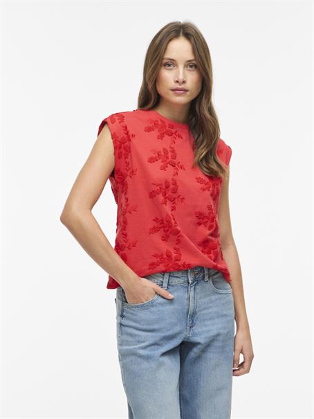 VINAYLA O-NECK S/L TOP/1 hibiscus