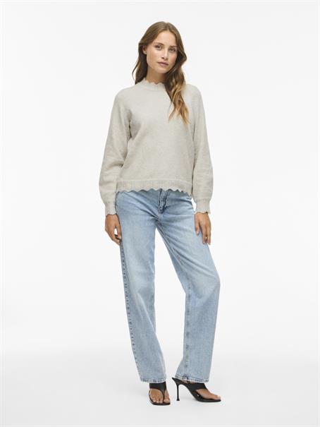 VINIKOLINA O-NECK L/S KNIT TOP - NOOS super light natural melan