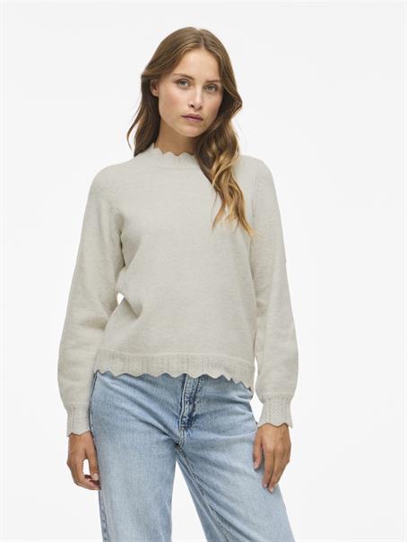 VINIKOLINA O-NECK L/S KNIT TOP - NOOS super light natural melan