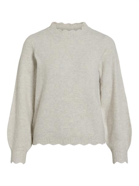 VINIKOLINA O-NECK L/S KNIT TOP - NOOS super light natural melan