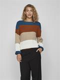 VIOA L/S O-NECK STRIPE KNIT TOP/PB/1 moroccan blue