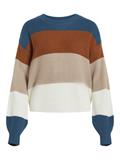VIOA L/S O-NECK STRIPE KNIT TOP/PB/1 moroccan blue