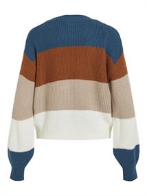 VIOA L/S O-NECK STRIPE KNIT TOP/PB/1 moroccan blue