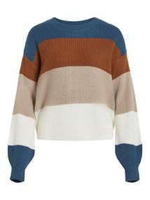 VIOA L/S O-NECK STRIPE KNIT TOP/PB/1 moroccan blue