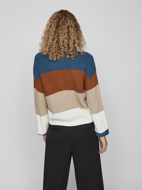 VIOA L/S O-NECK STRIPE KNIT TOP/PB/1 moroccan blue