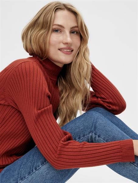 VIOLIVI FUNNELNECK L/S KNIT TOP/SU burnt henna