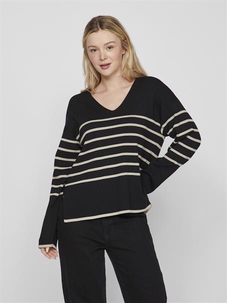 VIOSTRIA V-NECK L/S REV TOP-NOOS black beauty