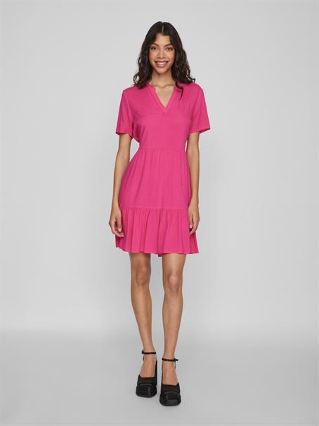 VIPAYA V-NECK S/S DRESS - NOOS pink yarrow