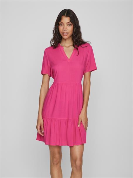 VIPAYA V-NECK S/S DRESS - NOOS pink yarrow