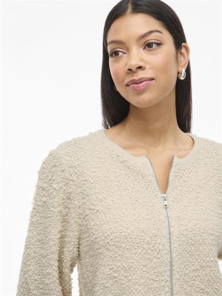 VIPAZA O-NECK L/S ZIPPER KNIT CARDIGAN birch