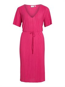 VIPLISA V-NECK S/S DRESS/SU/VOL pink yarrow