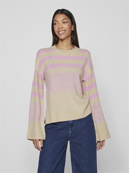 VIPOLANA L/S CREW NECK KNIT TOP natural melange