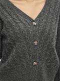 VIRELLI V-NECK L/S CABLE KNIT CARDI/BFS dark grey melange