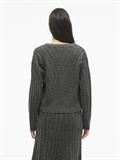 VIRELLI V-NECK L/S CABLE KNIT CARDI/BFS dark grey melange