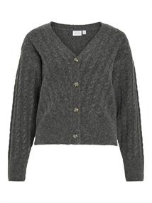 VIRELLI V-NECK L/S CABLE KNIT CARDI/BFS dark grey melange