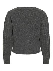 VIRELLI V-NECK L/S CABLE KNIT CARDI/BFS dark grey melange