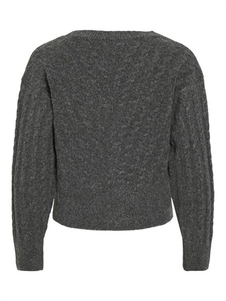VIRELLI V-NECK L/S CABLE KNIT CARDI/BFS dark grey melange