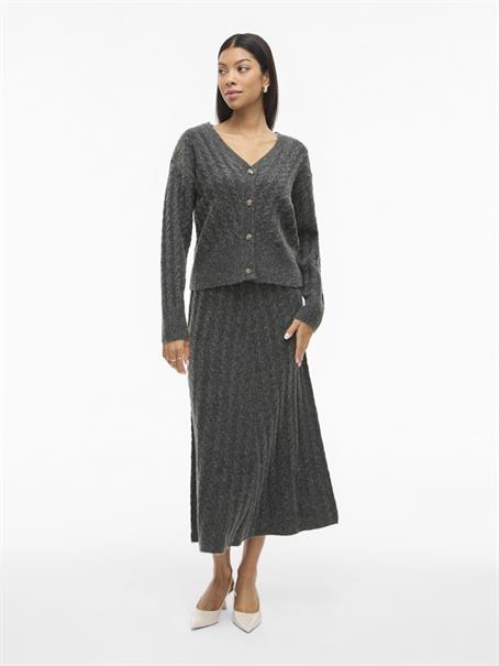VIRELLI V-NECK L/S CABLE KNIT CARDI/BFS dark grey melange