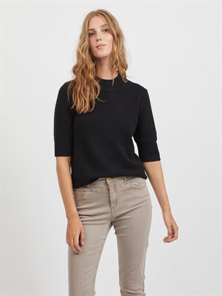 VIRIL CREW NECK 2/4 KNIT TOP - NOOS black