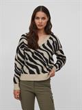 VIRIL FEAMI MIX V-NECK L/S KNIT TOP-NOOS natural melange