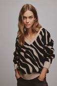 VIRIL FEAMI MIX V-NECK L/S KNIT TOP-NOOS natural melange