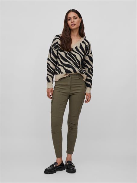 VIRIL FEAMI MIX V-NECK L/S KNIT TOP-NOOS natural melange
