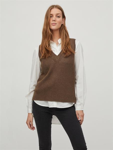 VIRIL KNIT RIB V-NECK S/L VEST - NOOS crocodile