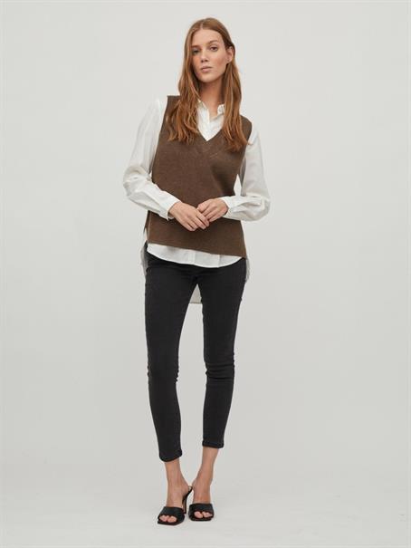 VIRIL KNIT RIB V-NECK S/L VEST - NOOS crocodile